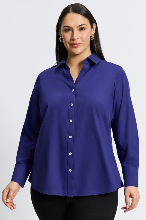 foxcroft Mary Plus No Iron Pinpoint Long Sleeve Shirt