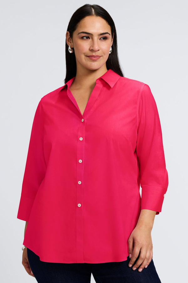 Foxcroft Mary Plus No Iron Stretch 3/4 Sleeve Shirt