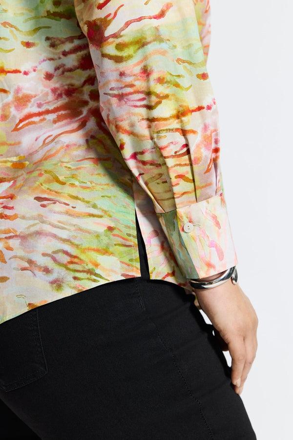 Foxcroft Mary Plus Watercolor Zebra Long Sleeve Shirt