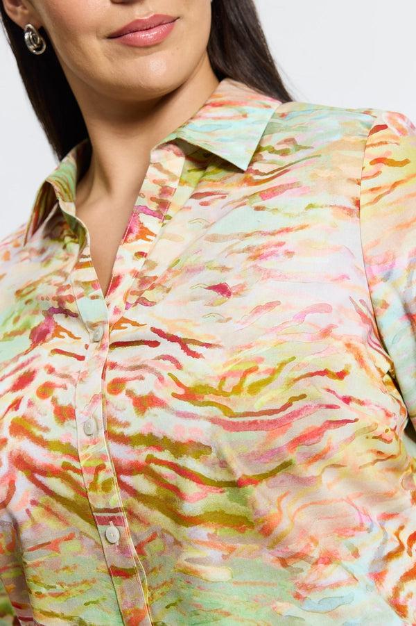 Foxcroft Mary Plus Watercolor Zebra Long Sleeve Shirt