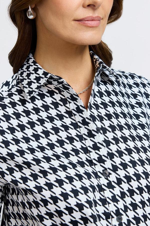 Foxcroft Meghan Classic Houndstooth Long Sleeve Shirt
