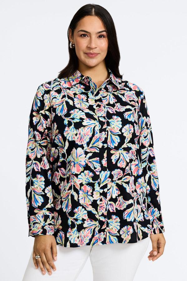 foxcroft Meghan Plus Night Blossoms Long Sleeve Shirt