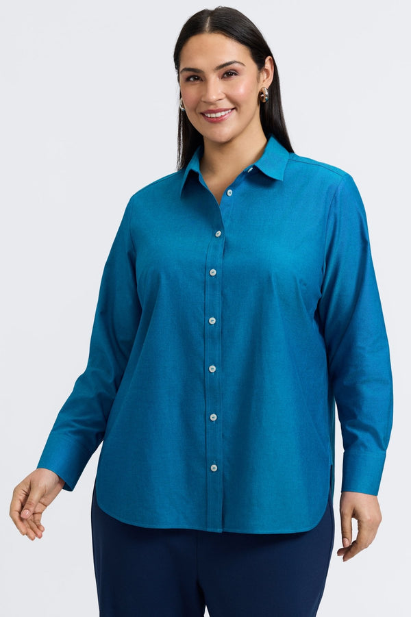 foxcroft Meghan Plus No Iron Pinpoint Long Sleeve Shirt