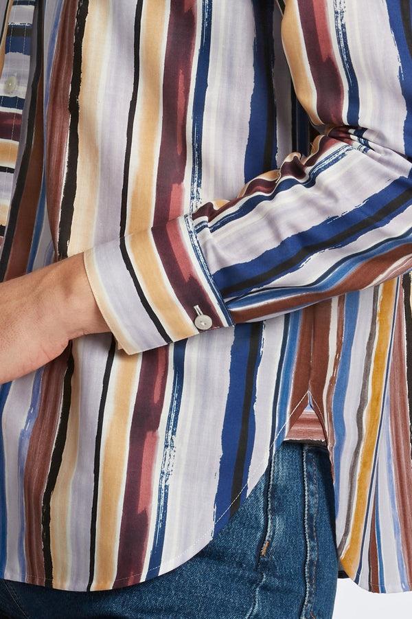 Foxcroft Meghan Watercolor Stripe Long Sleeve Shirt