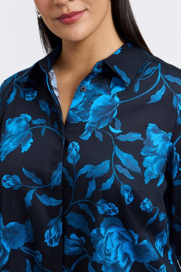 Foxcroft Olivia Plus Midnight Rose 3/4 Sleeve Shirt