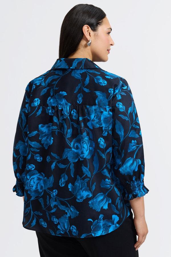 Foxcroft Olivia Plus Midnight Rose 3/4 Sleeve Shirt