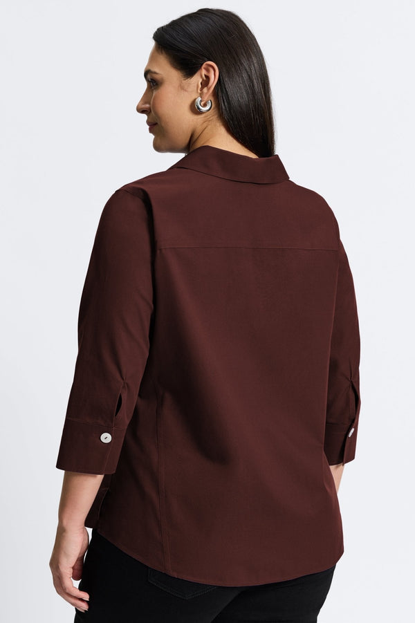 Foxcroft Paityn Plus No Iron Pinpoint 3/4 Sleeve Shirt
