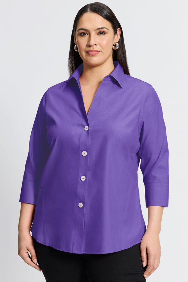 Foxcroft Paityn Plus No Iron Pinpoint 3/4 Sleeve Shirt