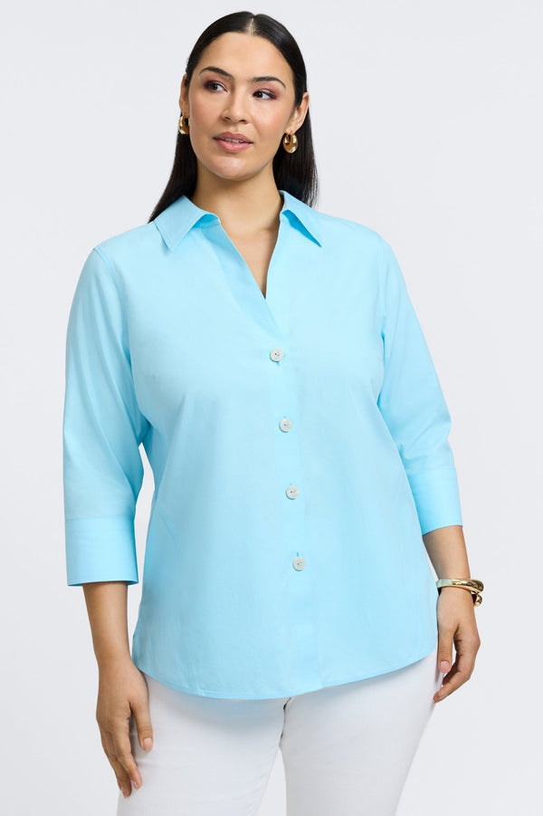 Foxcroft Paityn Plus No Iron Pinpoint 3/4 Sleeve Shirt