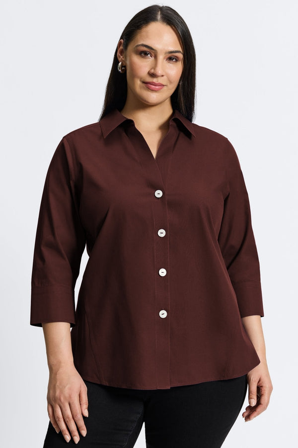 foxcroft Paityn Plus No Iron Pinpoint 3/4 Sleeve Shirt