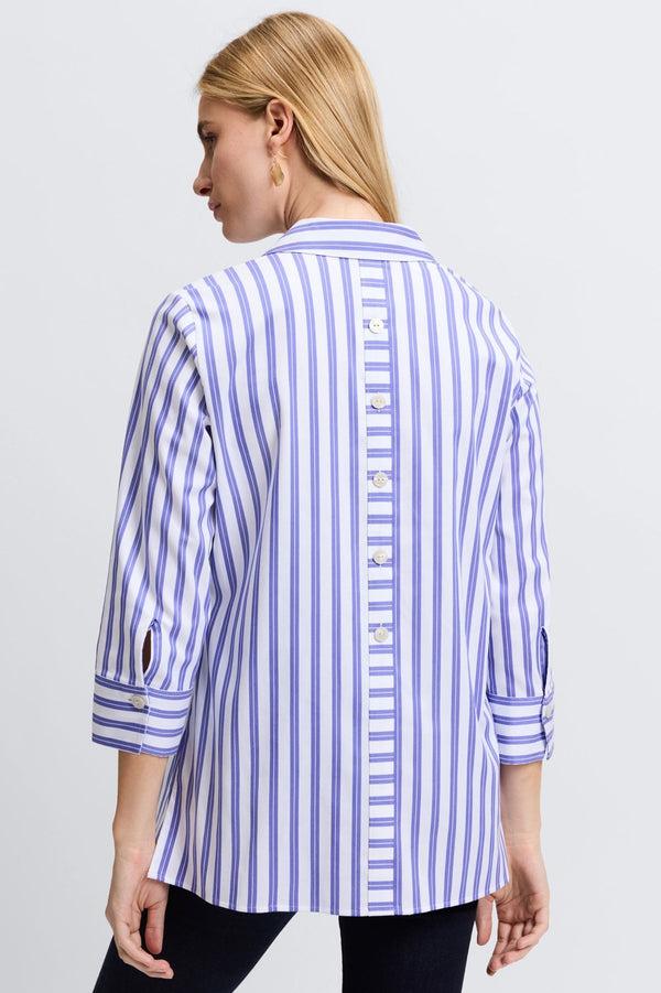 Foxcroft Pamela No Iron Stretch Stripe 3/4 Sleeve Tunic