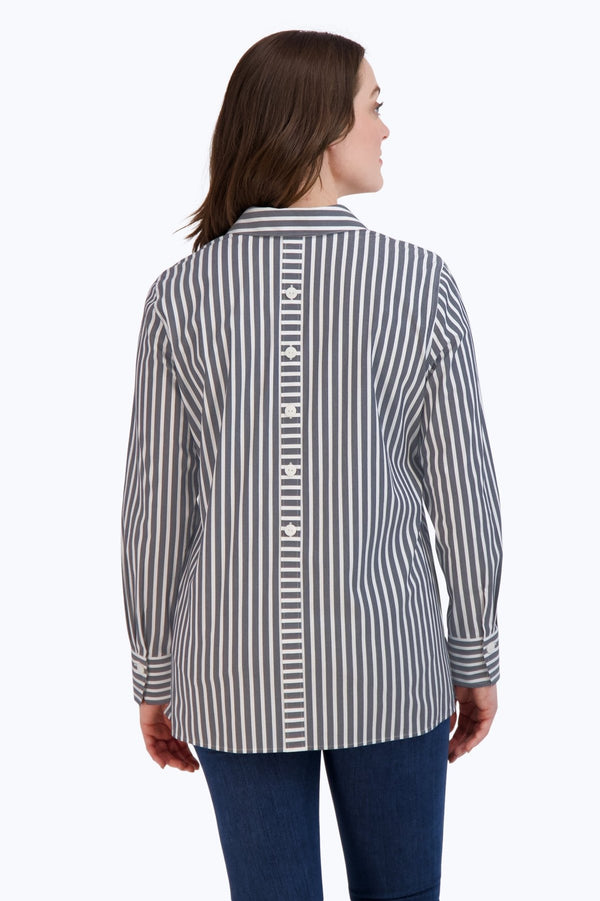 Foxcroft Pamela No Iron Stretch Stripe Long Sleeve Shirt