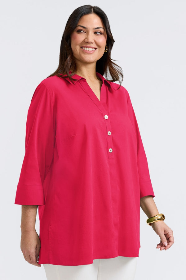foxcroft Pamela Plus No Iron Stretch 3/4 Sleeve Tunic