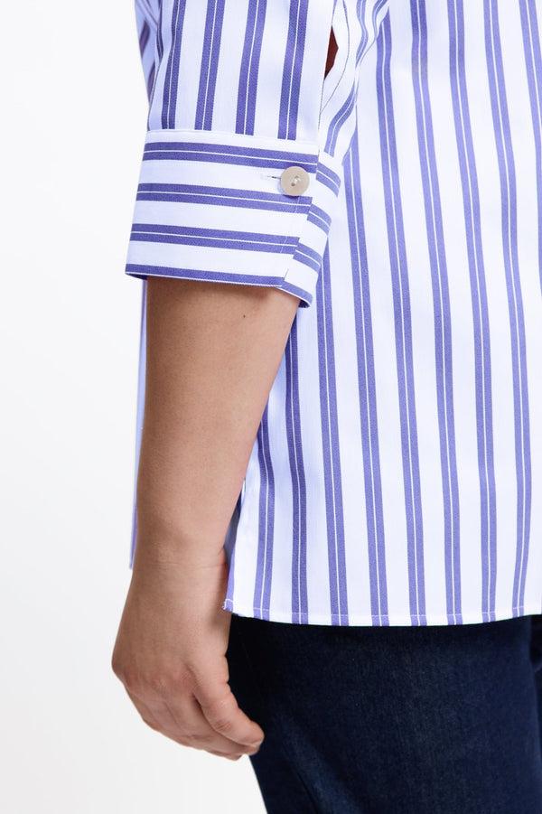 Foxcroft Pamela Plus No Iron Stretch Stripe 3/4 Sleeve Tunic