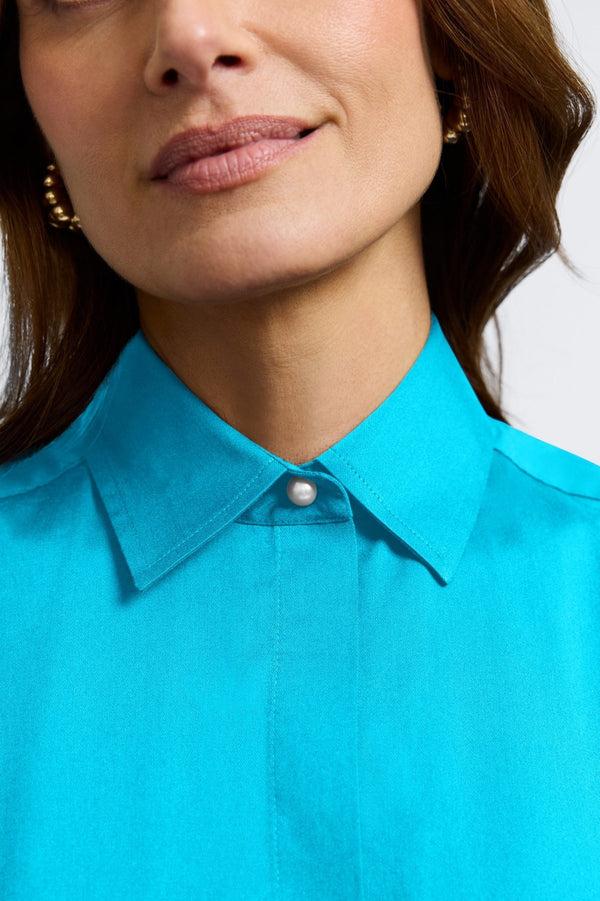 Foxcroft Pearl No Iron Stretch Matte Sateen 3/4 Sleeve Shirt