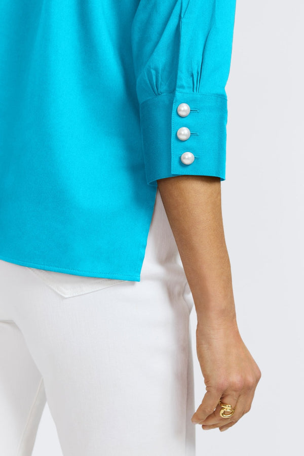 Foxcroft Pearl No Iron Stretch Matte Sateen 3/4 Sleeve Shirt