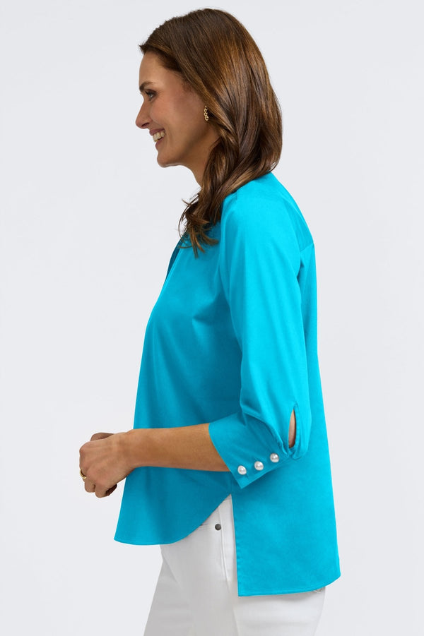 Foxcroft Pearl No Iron Stretch Matte Sateen 3/4 Sleeve Shirt