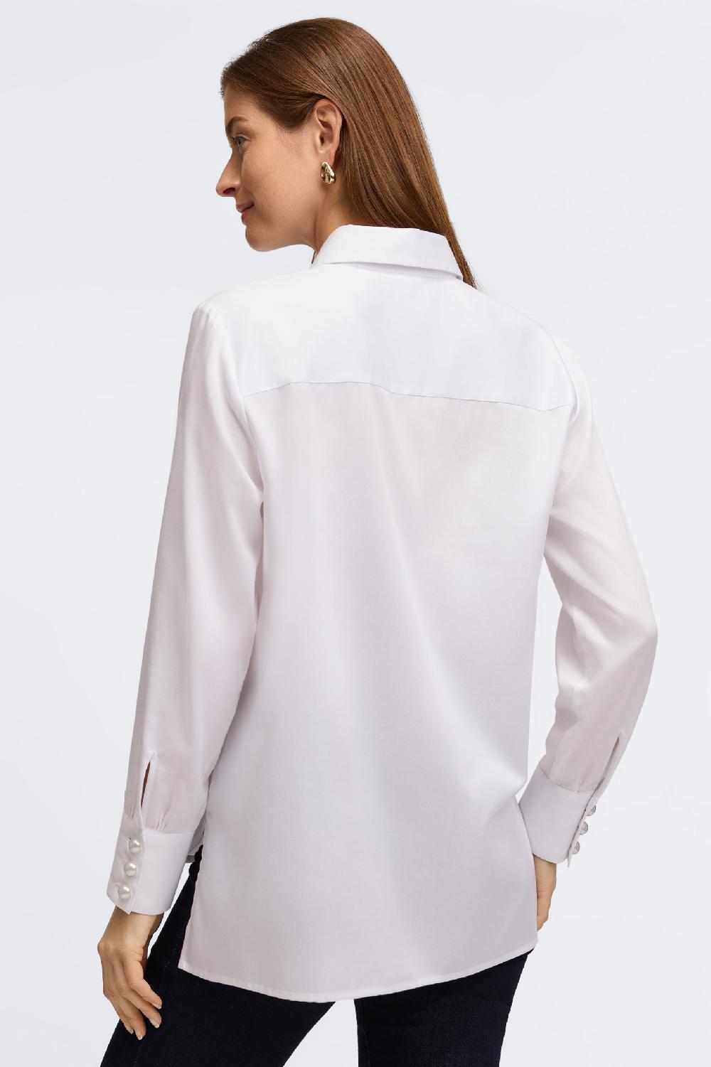 Foxcroft Pearl No Iron Stretch Matte Sateen Long Sleeve Shirt