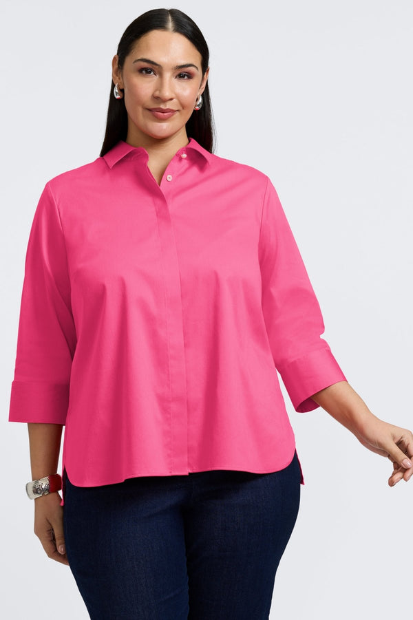 Foxcroft Pearl Plus No Iron Stretch Matte Sateen 3/4 Sleeve Shirt