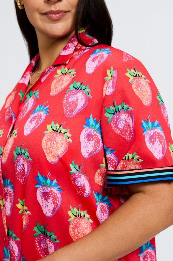 Foxcroft Quinn Plus Strawberry Delight Elbow Sleeve Shirt