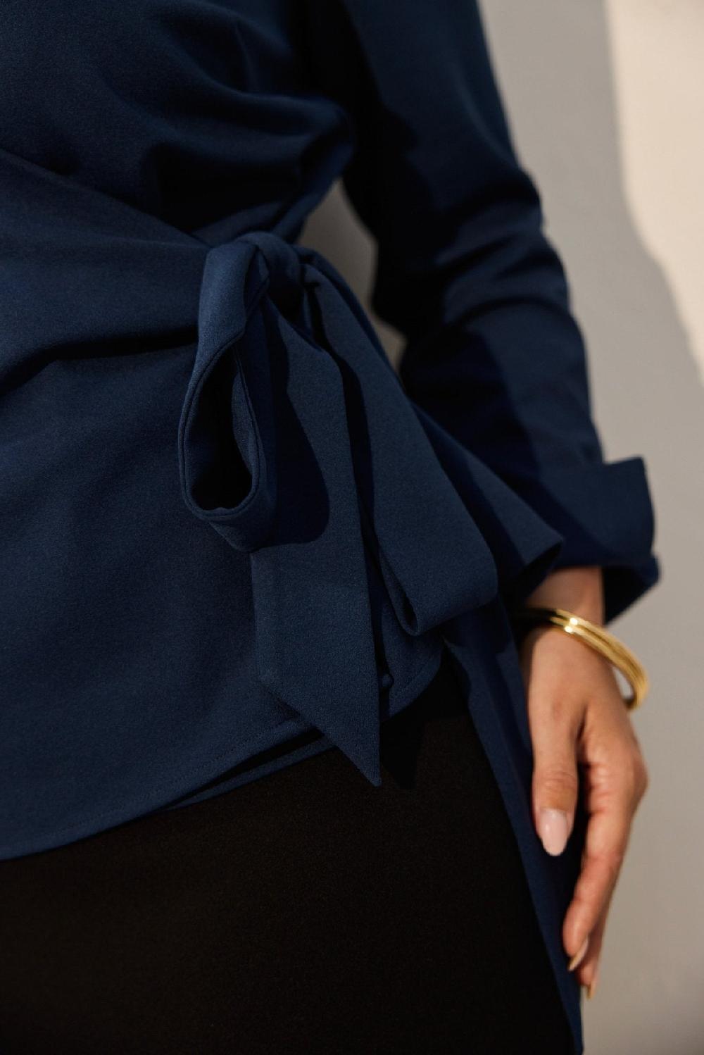 Foxcroft Rosie Plus Knit Crepe Wrap Long Sleeve Shirt