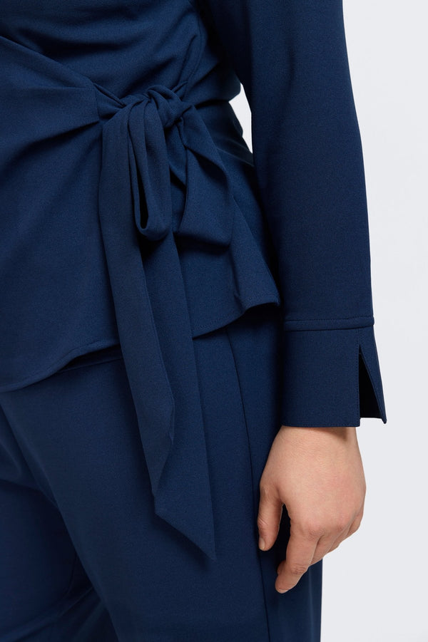 Foxcroft Rosie Plus Knit Crepe Wrap Long Sleeve Shirt