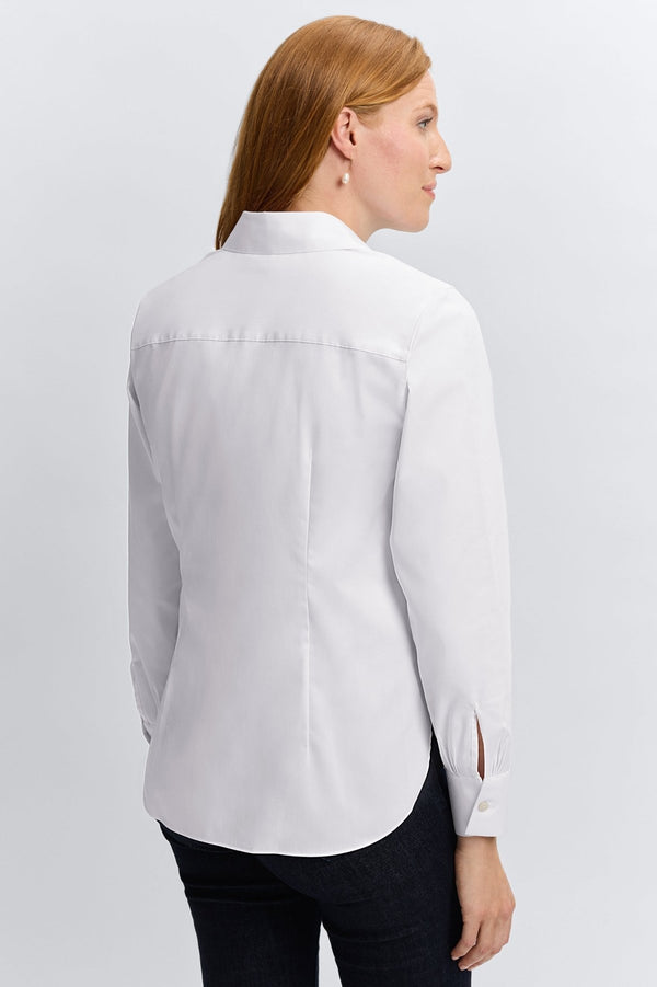 Foxcroft Sabine No Iron Stretch Matte Sateen Tie Long Sleeve Shirt