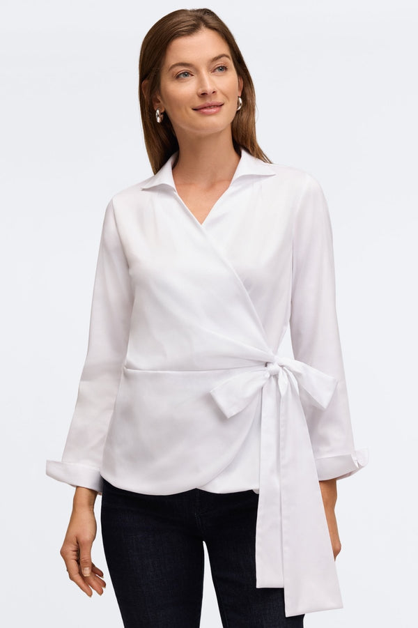 foxcroft Salina No Iron Stretch Matte Sateen Long Sleeve Shirt