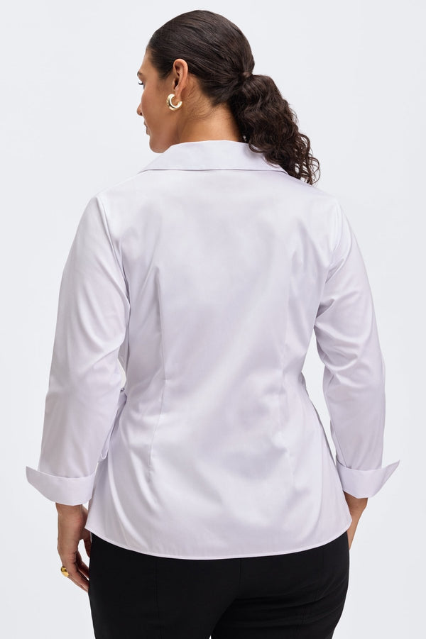 Foxcroft Salina Plus No Iron Stretch Matte Sateen Long Sleeve Shirt