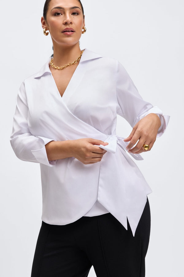 Foxcroft Salina Plus No Iron Stretch Matte Sateen Long Sleeve Shirt