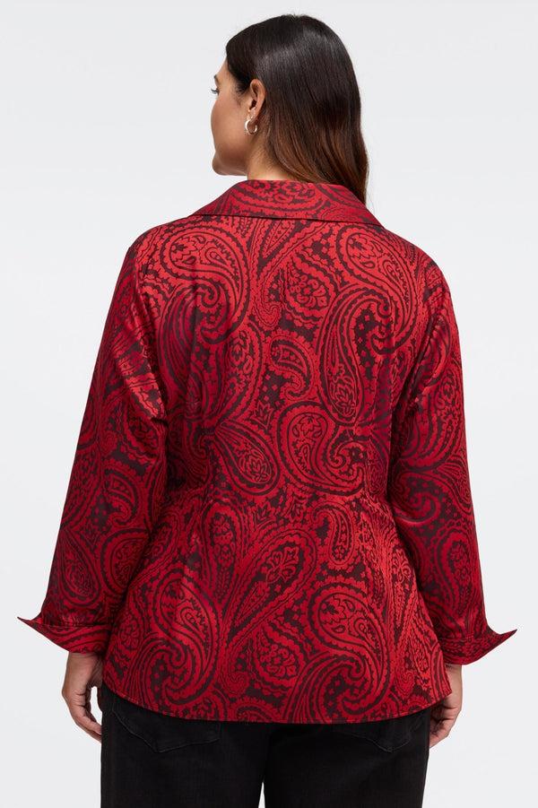 Foxcroft Salina Plus Paisley Jacquard Long Sleeve Shirt