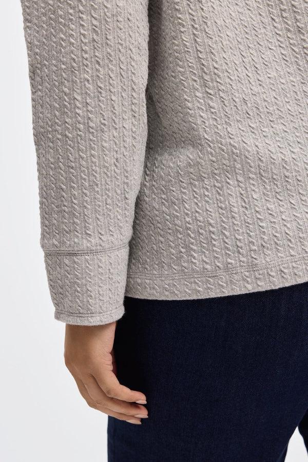 Foxcroft Sammy Plus Cable Knit Long Sleeve Popover Sweater