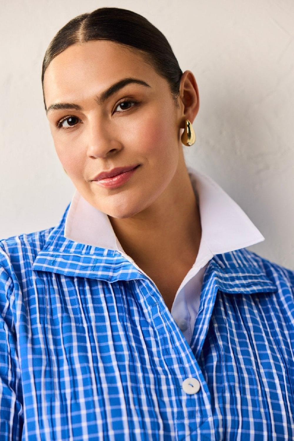 Foxcroft Sammy Plus Crinkle 3/4 Sleeve Popover Shirt Jacket