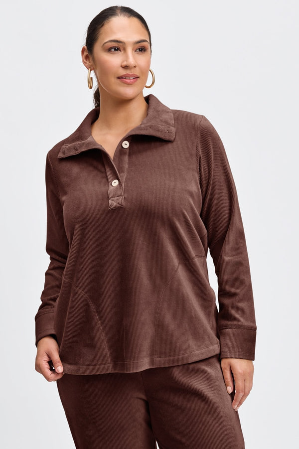 foxcroft Sammy Plus Plush Cord Long Sleeve Popover Sweater