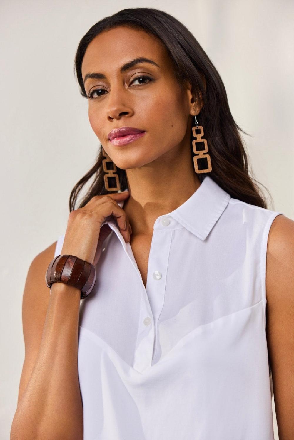 Foxcroft Sasha Knit-Woven Sleeveless Layering Tunic