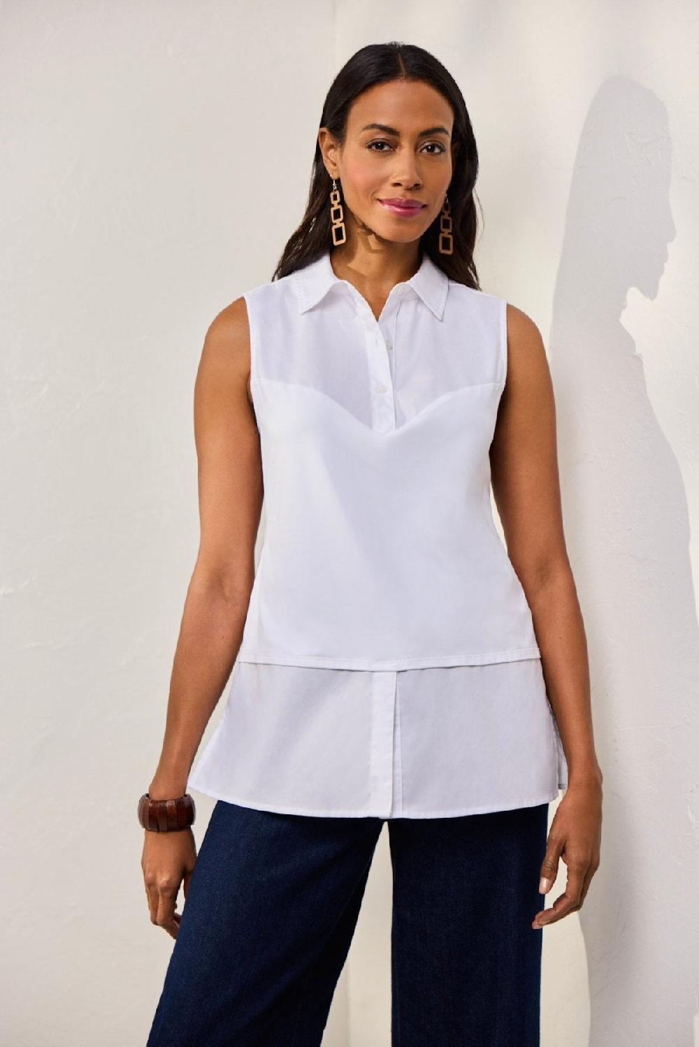 foxcroft Sasha Knit-Woven Sleeveless Layering Tunic