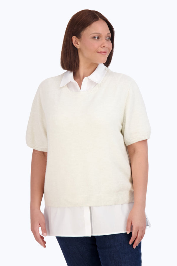 Foxcroft Sasha Plus Knit-Woven Sleeveless Layering Tunic