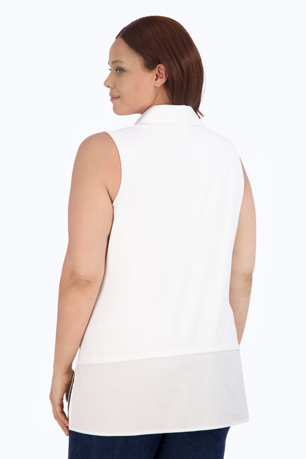 Foxcroft Sasha Plus Knit-Woven Sleeveless Layering Tunic