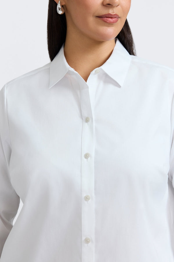 Foxcroft Scarlett Plus No Iron Stretch Matte Sateen Long Sleeve Shirt