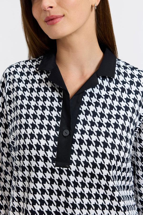 Foxcroft Sloane Classic Houndstooth 3/4 Sleeve Dress