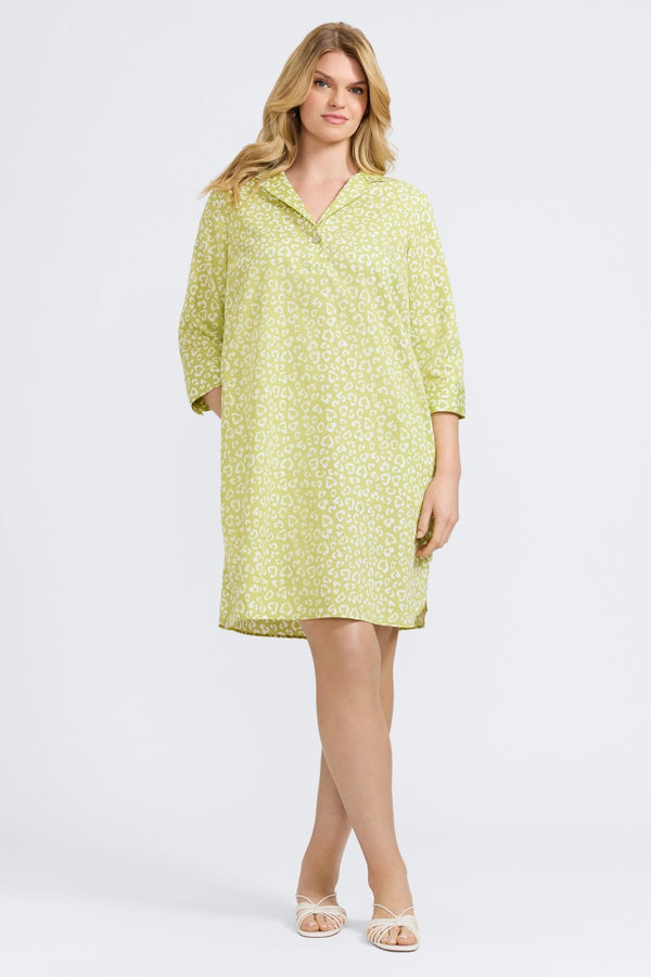 foxcroft Sloane Plus Tonal Cheetah 3/4 Sleeve Dress