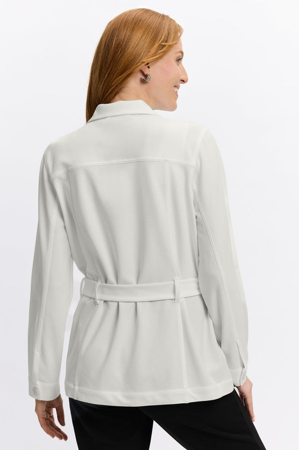 Foxcroft Stella Knit Crepe Long Sleeve Belted Jacket