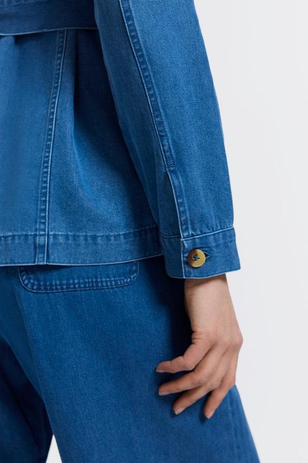 Foxcroft Stella Tencel® Denim Long Sleeve Belted Jacket