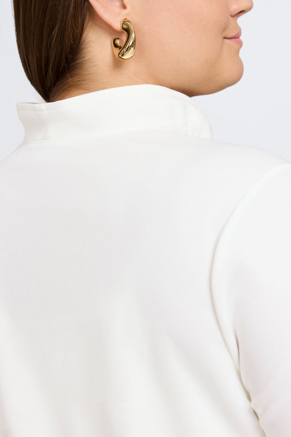 Foxcroft Tammy Plus Knit Crepe 3/4 Sleeve Popover Shirt