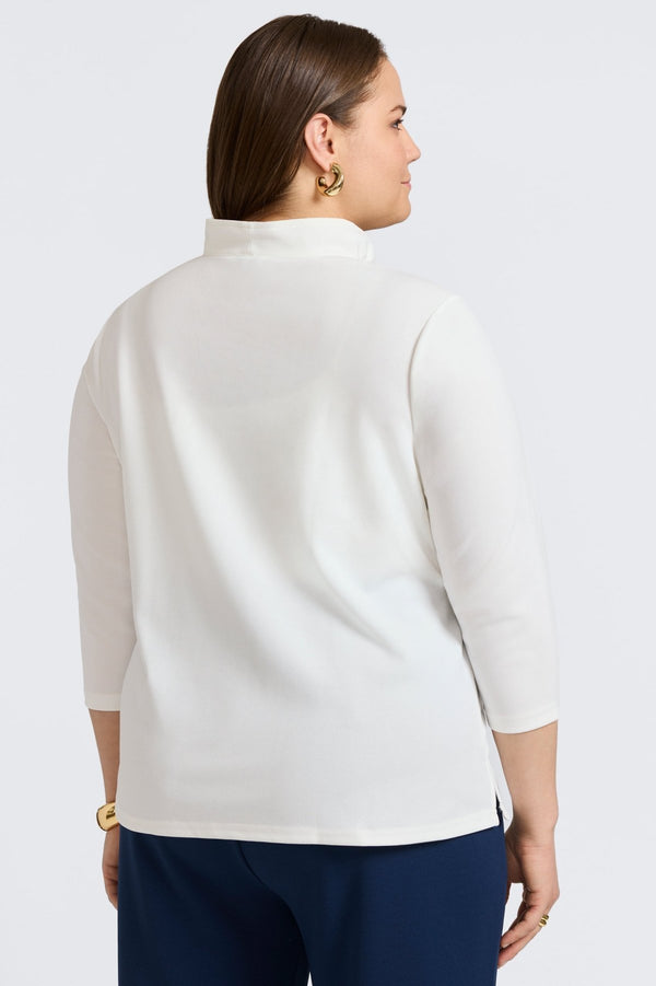 Foxcroft Tammy Plus Knit Crepe 3/4 Sleeve Popover Shirt