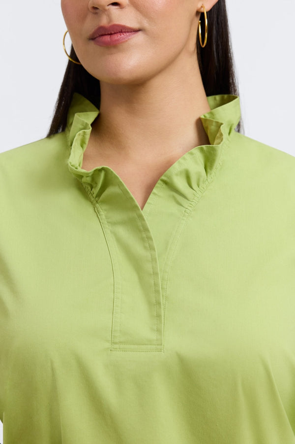 Foxcroft Tammy Plus No Iron Stretch Long Sleeve Popover Shirt