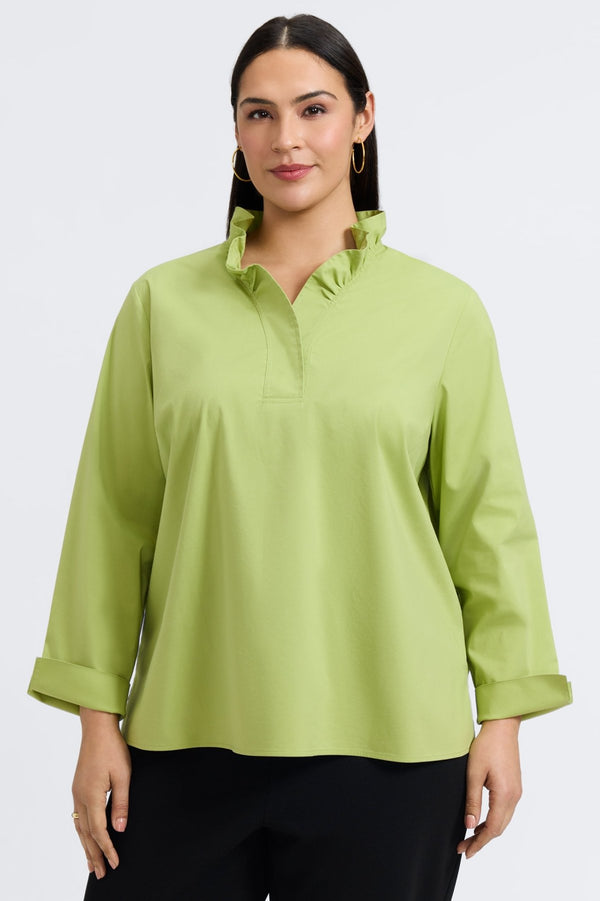 foxcroft Tammy Plus No Iron Stretch Long Sleeve Popover Shirt