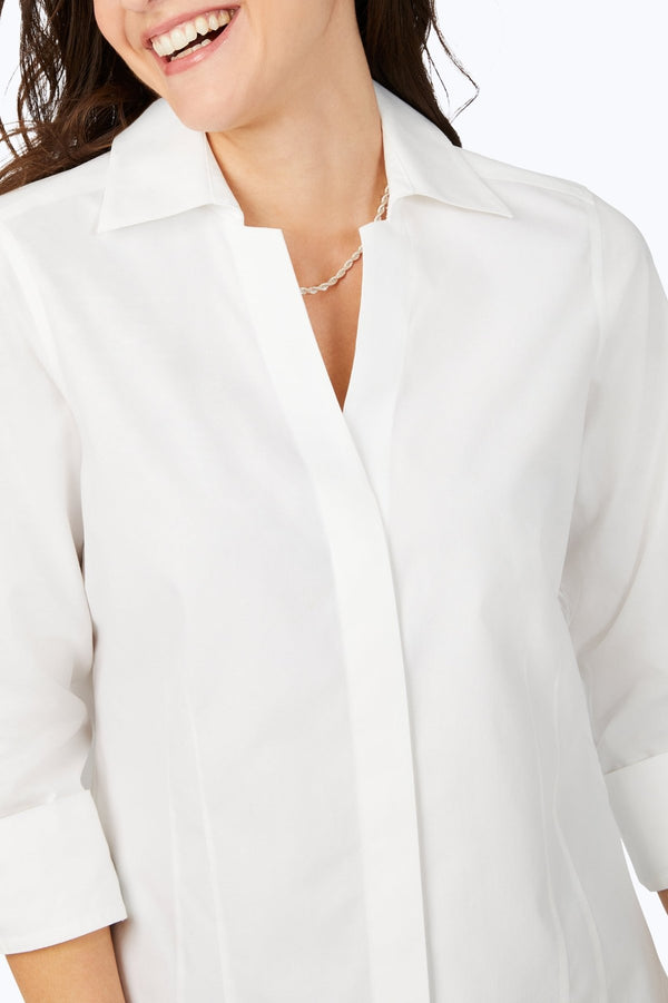 Foxcroft Taylor Petite No Iron Pinpoint 3/4 Sleeve Shirt