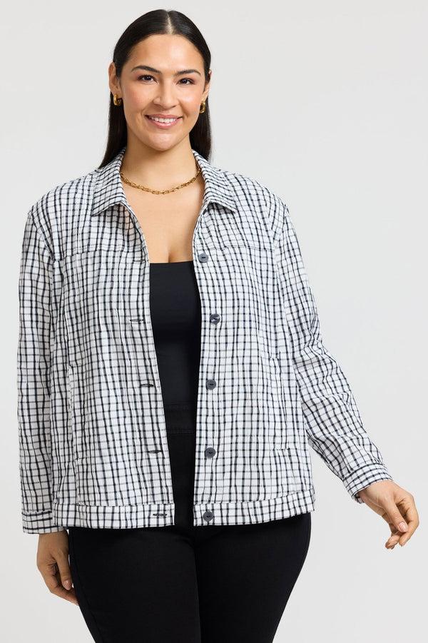 Foxcroft Thelma Plus Crinkle Long Sleeve Jean Jacket