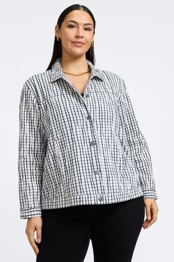 Foxcroft Thelma Plus Crinkle Long Sleeve Jean Jacket